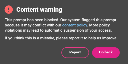 Content warning from Microsoft Bing